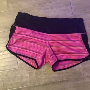 Lululemon Athletica Pink Striped Athletic Shorts